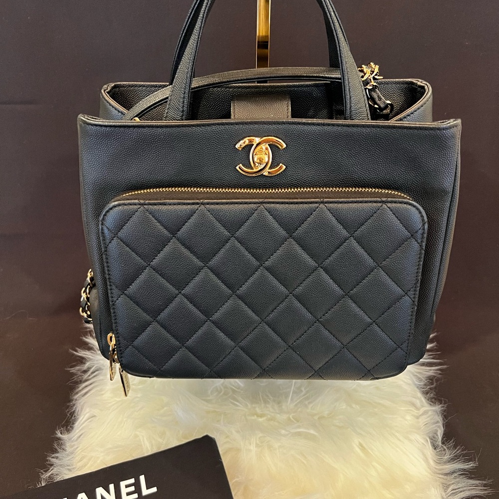 Chanel Business Affinity Tote Bag, Caviar Black Leather, Gold Hardware